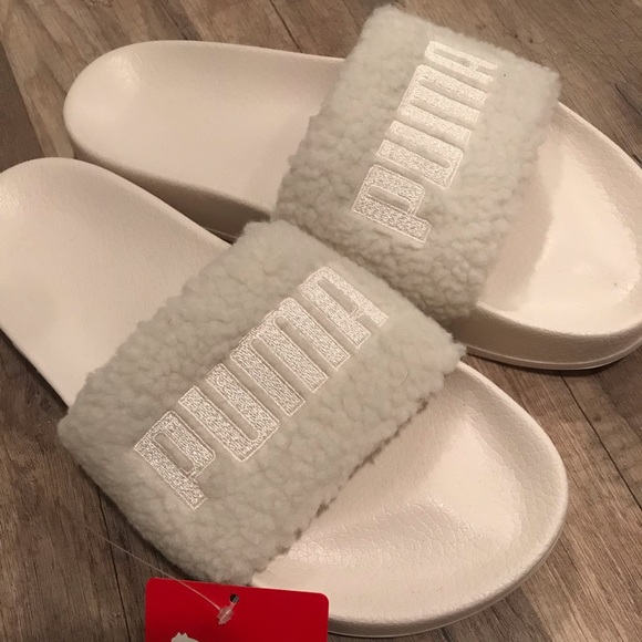 Puma Leadcat Sherpa Cream White Slides - Picture 3 of 4